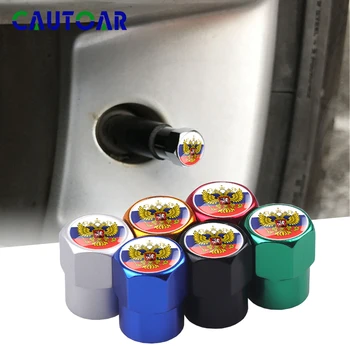 

4Pcs Car Styling Russian national Eagle emblem Russian Federation Flag LOGO Wheel Tire Valves Tyre Air Caps Case Accessories