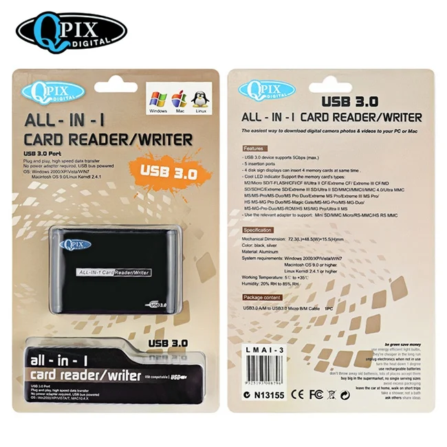 Все в одной карточке считыватель писатель Универсальный USB 3,0 мульти смарт-кардридер SDXC/SDHC/CF скоростной считыватель карт памяти
