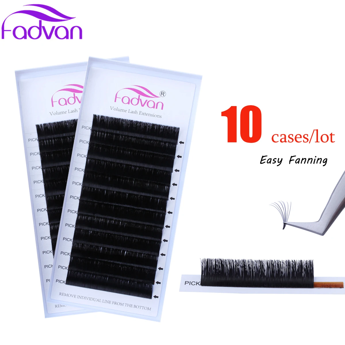 

10 Cases Easy Fan Eyelash Fast Blooming Fanning Volume Eye Lashes Extension 0.07mm False Eyelash and Bloom Faux Mink Lashes