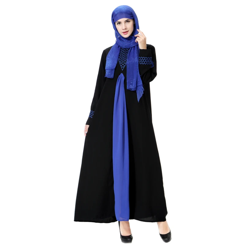 Elegant Muslim Fashion Adult Abaya Islamic Prayer Clothing Muslim Lady Wool Peach Dress Robe Arab Worship Service Gold Blue 3