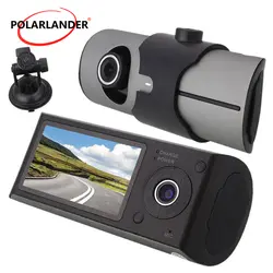Двойной объектив Видеорегистраторы для автомобилей R300 с gps модуль G-Сенсор видеокамера Камера Регистраторы 2,4 "ЖК-дисплей с 120 градусов