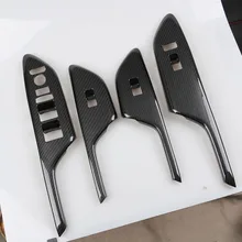 4x углеродное волокно, стильный подлокотник для салона автомобиля, стеклоподъемник, кнопка включения, Накладка для Honda New Civic 10th gen LHD