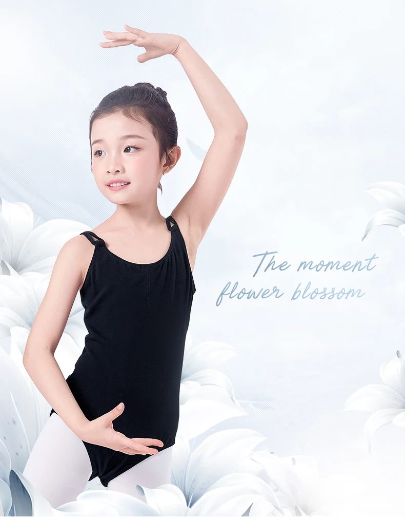 Хлопковое детское балетное танцевальное трико для девочек; детская облегающая пикантная одежда для занятий танцами; черный, розовый Боди без рукавов