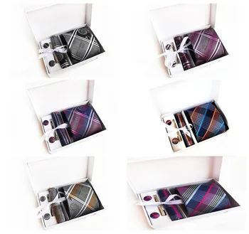 

High Quality Polyester Silk Business Simple Men's Accessories Set Business Men's Accessories Tie Cufflinks 6 Piece Suit