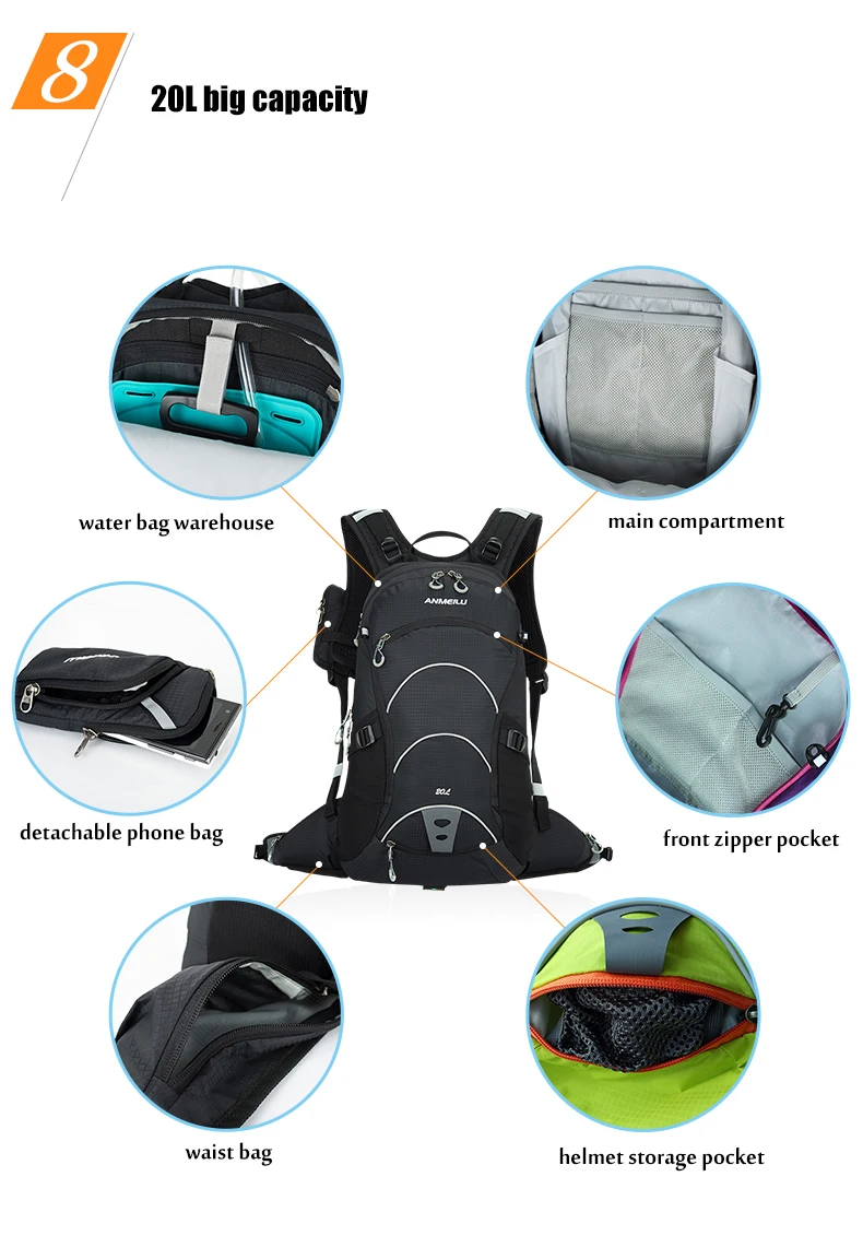 Top ANMEILU 20L Waterproof Breathable Bicycle Bag MTB Moutain Bike Hydration Backpack Nylon Travel Hiking Climbing Bag, No Water Bag 22 Top ANMEILU 20L Waterproof Breathable Bicycle Bag MTB Moutain Bike Hydration Backpack Nylon Travel Hiking Climbing Bag, No Water Bag 22