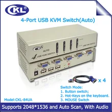 CKL-84UA 4 Port USB 2.0 VGA KVM Switch with Sound Control 4 Computers Auto Switcher for Keyboard Video Mouse