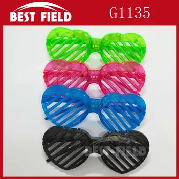 

Free shipping 12pcs/lot Flash LED Heart-shaped Glasses light up eyeglasses shutters glasses for party decoration and favor