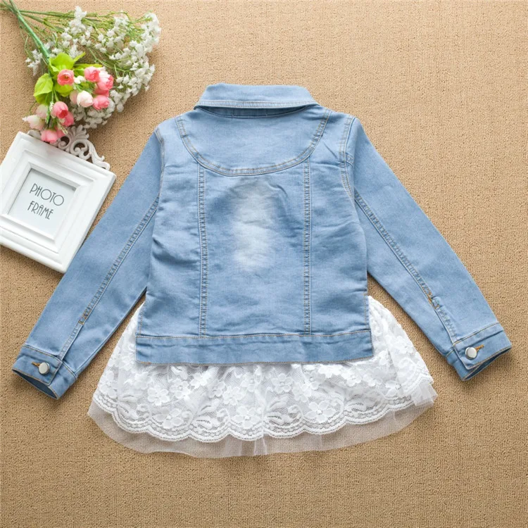 2-8 y children girls jackets long sleeve lace denim jackets for girls clothes spring autumn coat fashion wash denim jacket girl (3)