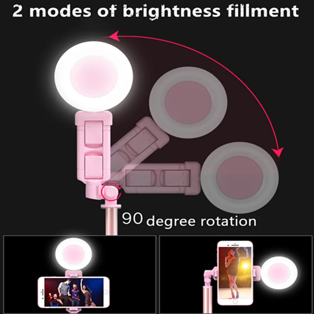  Selfie Stick LED Ring light Extendable live Tripod 1.7m Stand 4 in 1 With Monopod Phone Mount for i