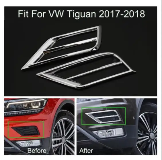 2Pcs ABS Chrome Front Fog Light Lamp Frame Cover Trim For Tiguan 2017-2018 | Автомобили и мотоциклы