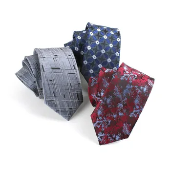 

TagerWilen Polyester Silk Floral Ties For Men Striped Mens Ties Gravatas Slim Vestidos Wedding Groom 6cm Cravat Necktie T-203