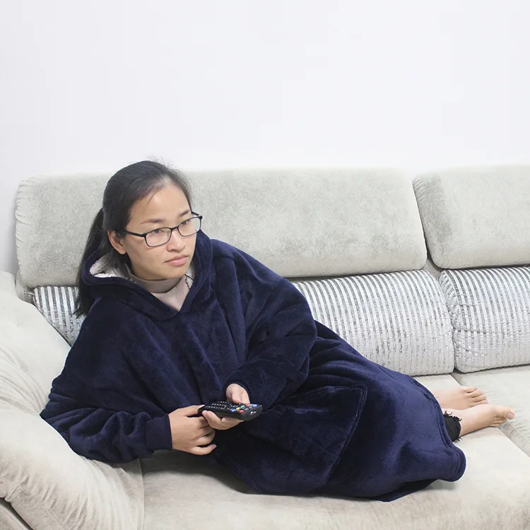 

Blanket Winter Adult Fleece Warm TV Creative Hooded Coats with Sleeves Outdoor Indoor Blankets Soft Comfortable for Couple 60002
