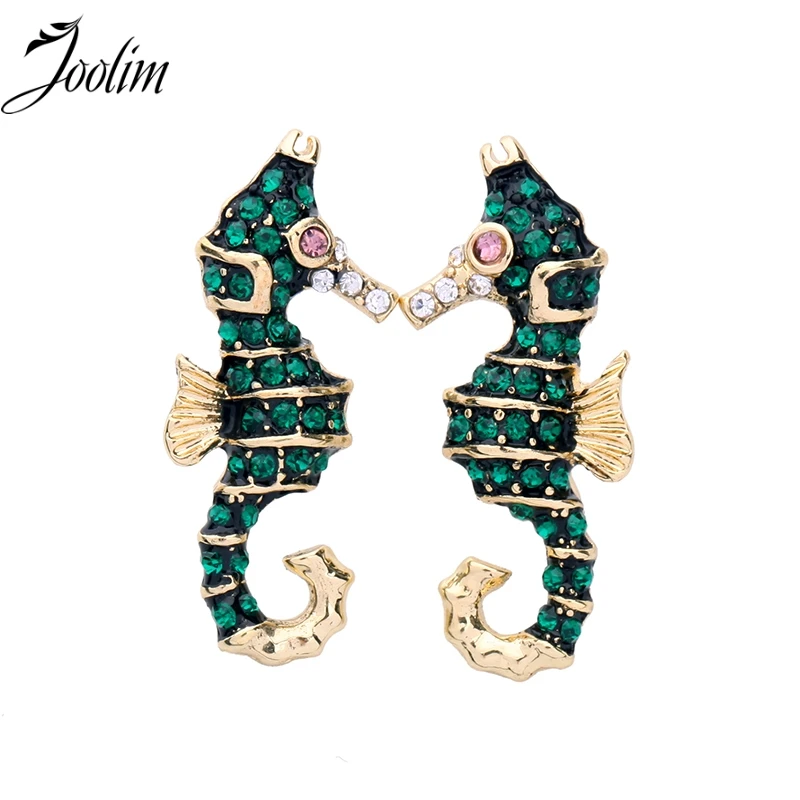 

JOOLIM Jewelry Wholesale/Gorgeous Green Seahorse Earring Statement Earring Summer Party Holiday Jewery