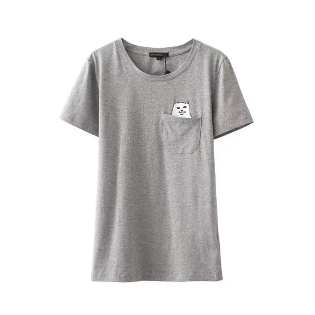 

2019 Middle finger thief cat pocket cat zaraing vadiming sheining harajukuer women t-shirt tshirt streetwear tops vintage