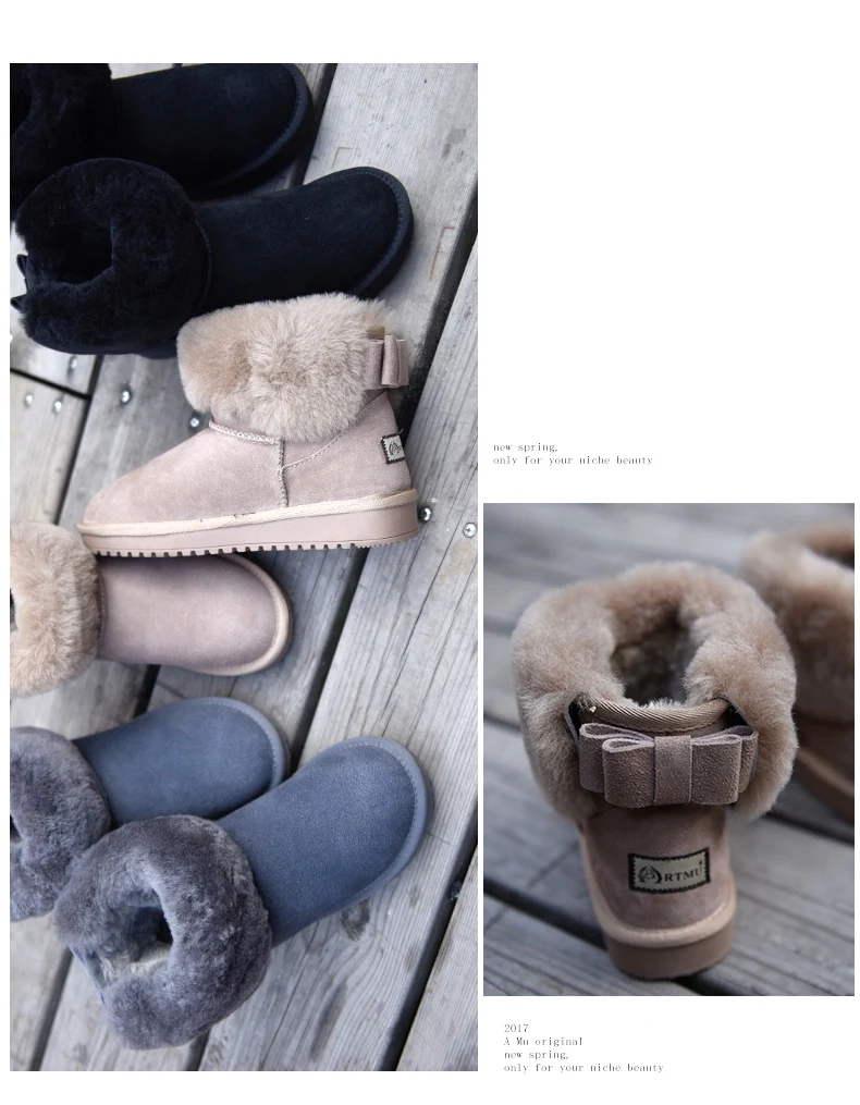 Artmu, оригинальные милые зимние сапоги с бантиком-бабочкой Удобная шерстяная обувь осень-зима хлопковая обувь Нескользящая теплая женская обувь