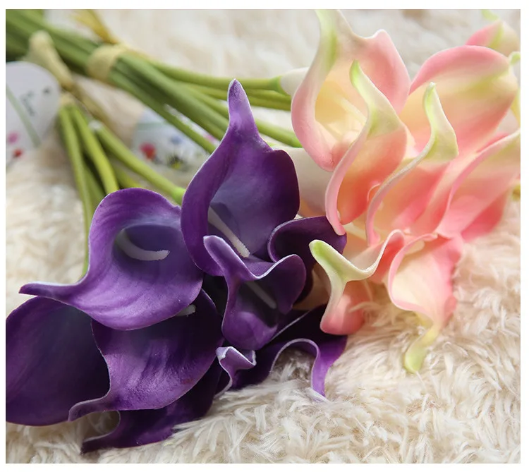 10pcs Calla Lily Bridal Wedding Bouquet head Latex Real Touch Flower Bouquets White (7)