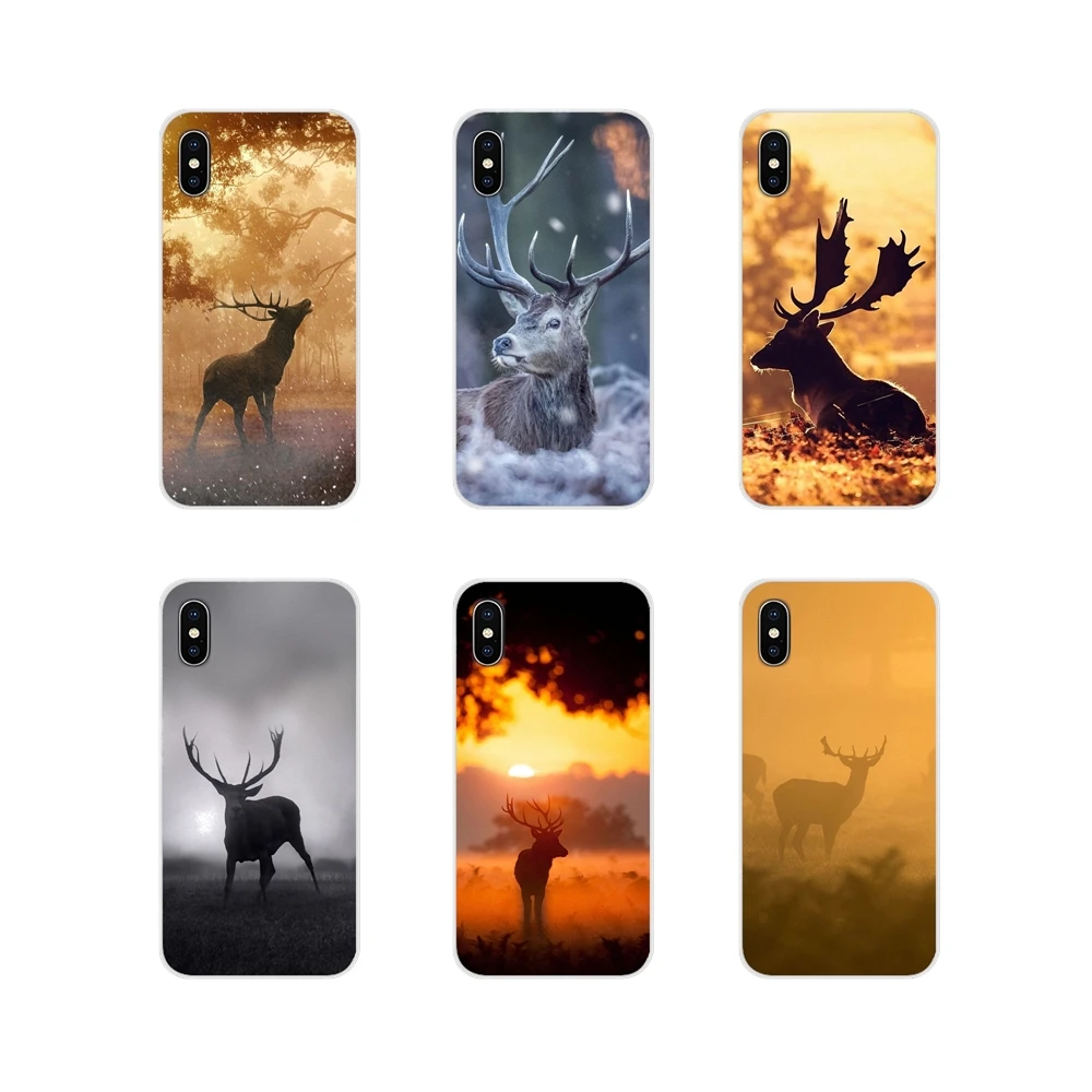 Мягкий прозрачный чехол для Apple iPhone X XR XS MAX 4 4S 5 5S 5C SE 6 6S 7 8 Plus ipod touch The Sunset wild deer |