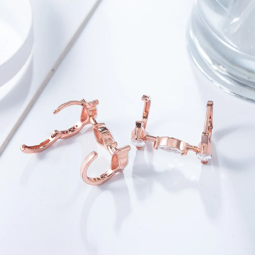 Viennois Stud Earring Rose Gold Color Geometric Women Earring Crystal Hyperbole Style Female Party Jewelry 2019
