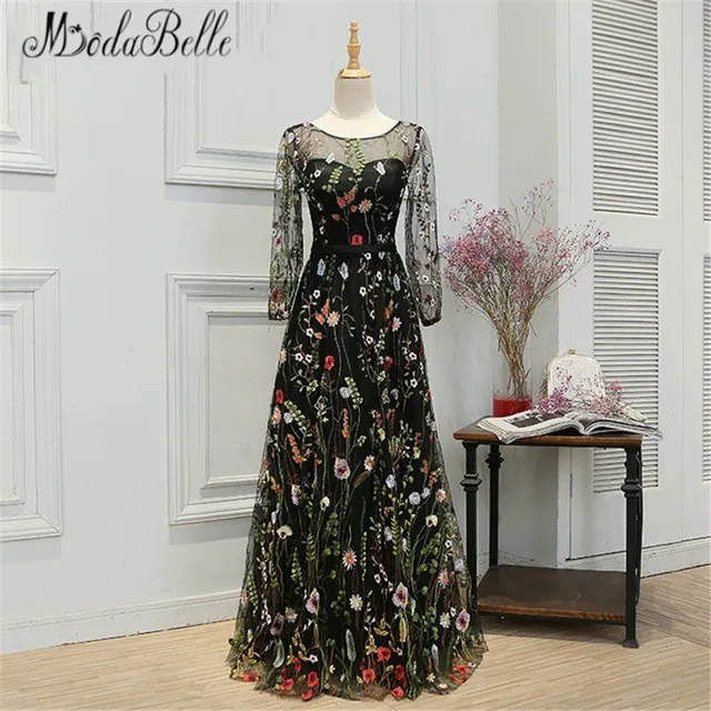 Black with Sheer Long Prom Dresses