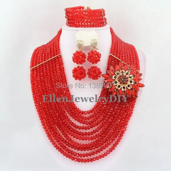 

Red African Wedding Jewelry Set Crystal Jewelry Set African Beads Necklace Set Crystal Beads Neckalce Set Free Shipping W5979