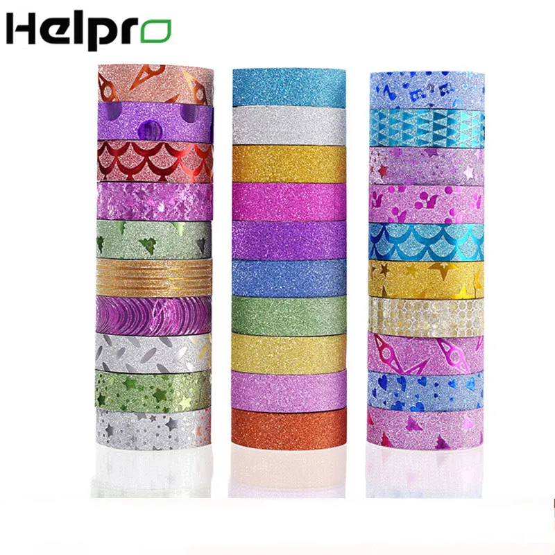 Helpro 10 шт./компл. блестящая Изоляционная Лента Washi лента DIY дневник декоративная клейкая лента Papeleria, офисные школьные канцелярские принадлежности