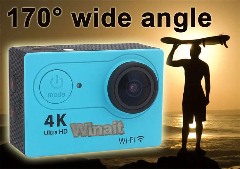 Winait Mini Sports DV 170D Рыбий глаз объектив Utlra HD 4k Камера Встроенная wifi 30 м Подводное время Lapse Android и IOS