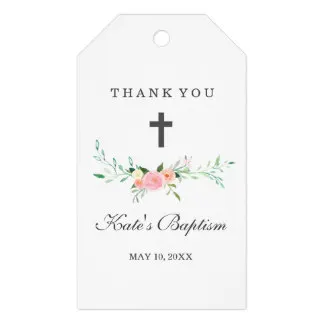 

2x3.5inch Sweet Floral Thank You Baptism Tags
