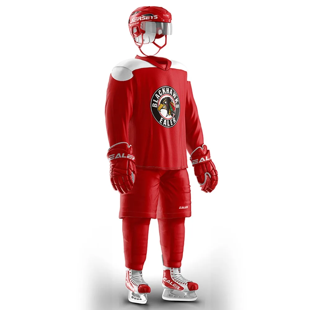 Прохладный Хоккей Красный ястребы форма для хоккея на льду в том числе Джерси носки и штаны shell