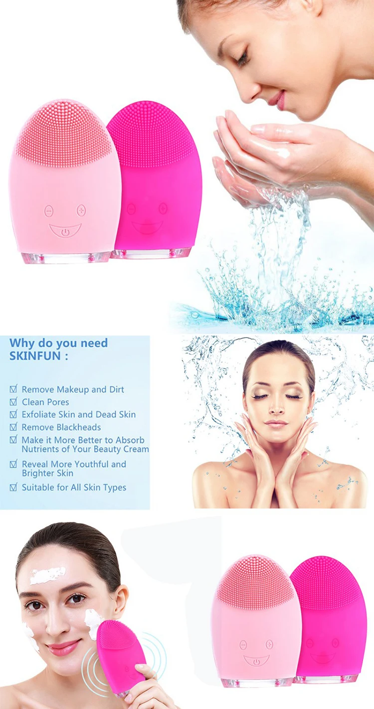 Face Cleaning Mini Electric Massage Brush Washing Machine Waterproof Silicone Cleansing Tool1