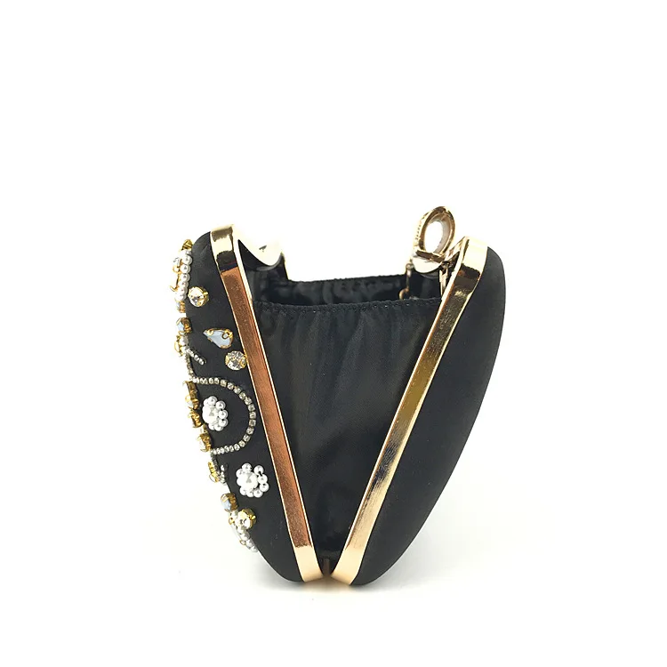 Side opening view of the Luxy Moon Hand Beaded Stylish Evening Bag