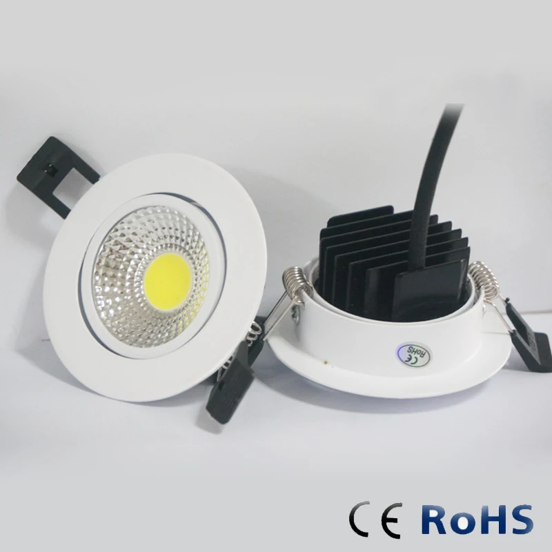 7W 15W White Body Led Downlight dimmable cob spot  Lighting Fixtures 3W 5W 12W Recessed Down Lights Indoor Light with led driver