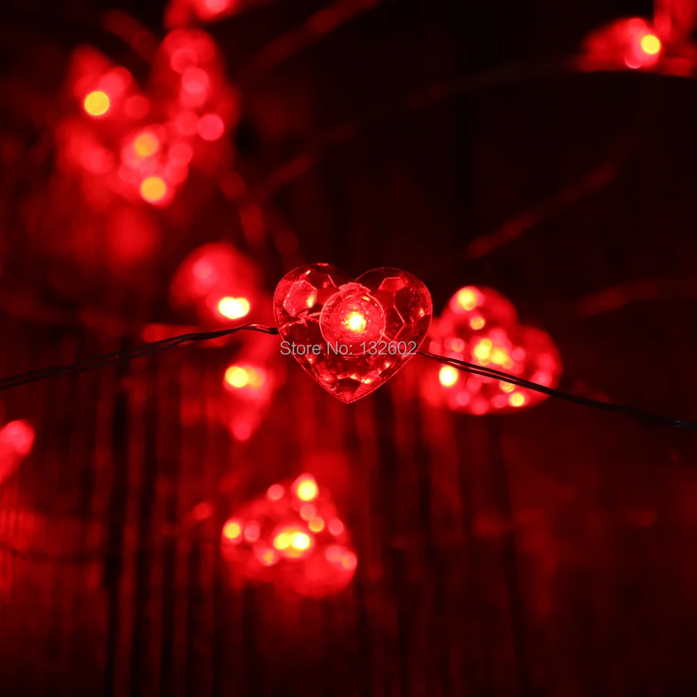 

Battery 3M 40LED Heart Shaped LED String Lights, Waterproof Valentine Christmas Holiday Decorative Fairy Lights with Remote