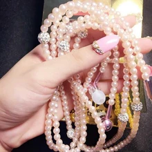 Fashion Jewelry pearl Necklace Earphones with Mic Beads 3.5mm headset Headphone Connect to SmartPhone All 3.5mm Audio Devices