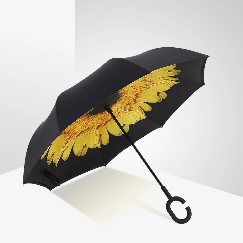 Yesello, складной зонт с подсолнухом, двойной слой, перевернутый, ветрозащитный, дождевик, автомобильный зонт для женщин, модный, обратный зонт