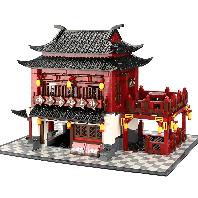 

New Ancient Hotel China Architecture 1643pcs Building Toy Brick Blocks Model legoinglys City House Children Toys Gift Decor