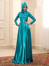2017 Muslim Hijab Prom Dresses With Long Sleeve Appliques Beaded Turkish Arabic Style Dubai Party Evening Gown Vestido De Festa
