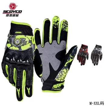 

2019 Breathable SCOYCO Motorcycle Gloves locomotive Racing Rider Knight Motorbike Glove of Sheepskin Leather Carbon fiber shell