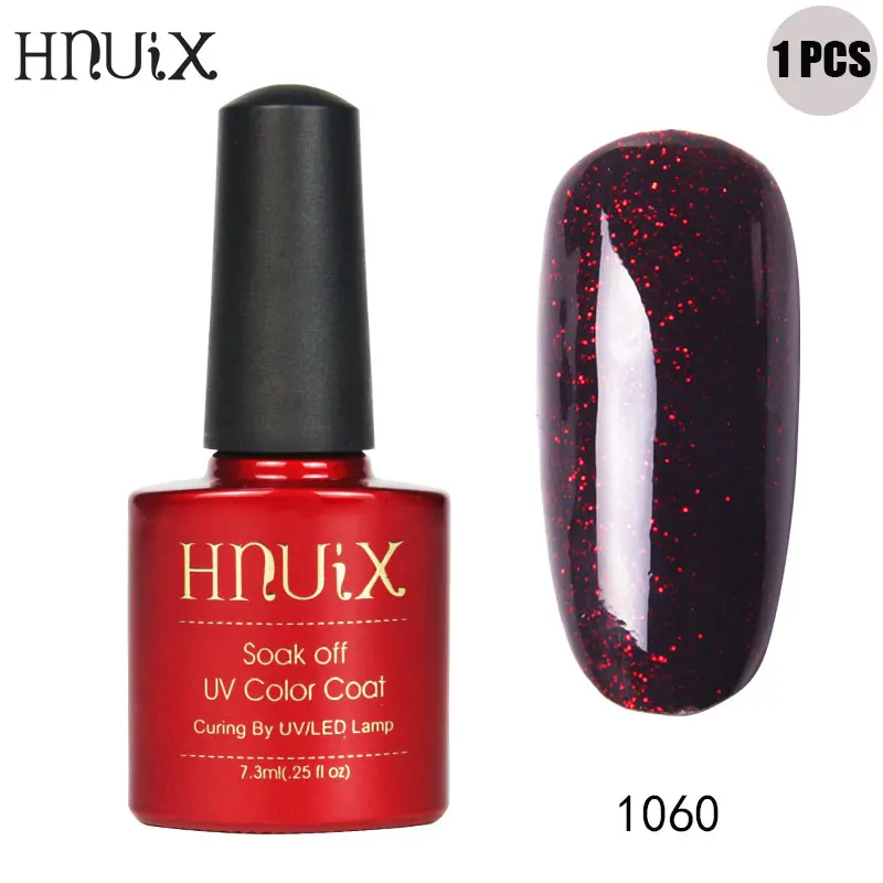 HNUIX красный Гель-лак для украшения ногтей УФ Гель-лак для ногтей led с блестящими блестками красного цвета 7,3 мл - Цвет: 1060