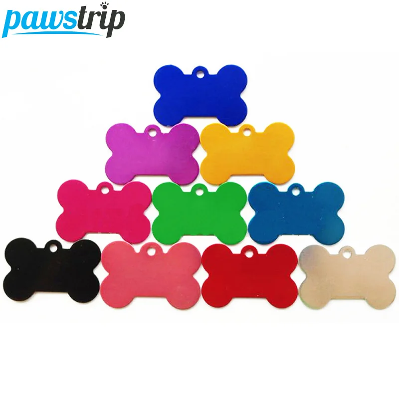 10pcs lot Aluminum font b Pet b font Tag Bone Shape Name Phone Number Dog ID