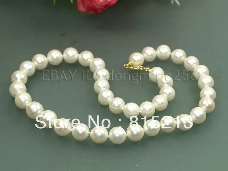 

FREE SHIPPING>@@> N600 AA 11-12mm natural white cultured akoya pearl necklace