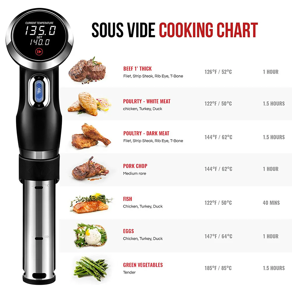 

Sous Vide Accurate Immersion Cooker Control Temperature Timer Cooker for Tender Steak RT99