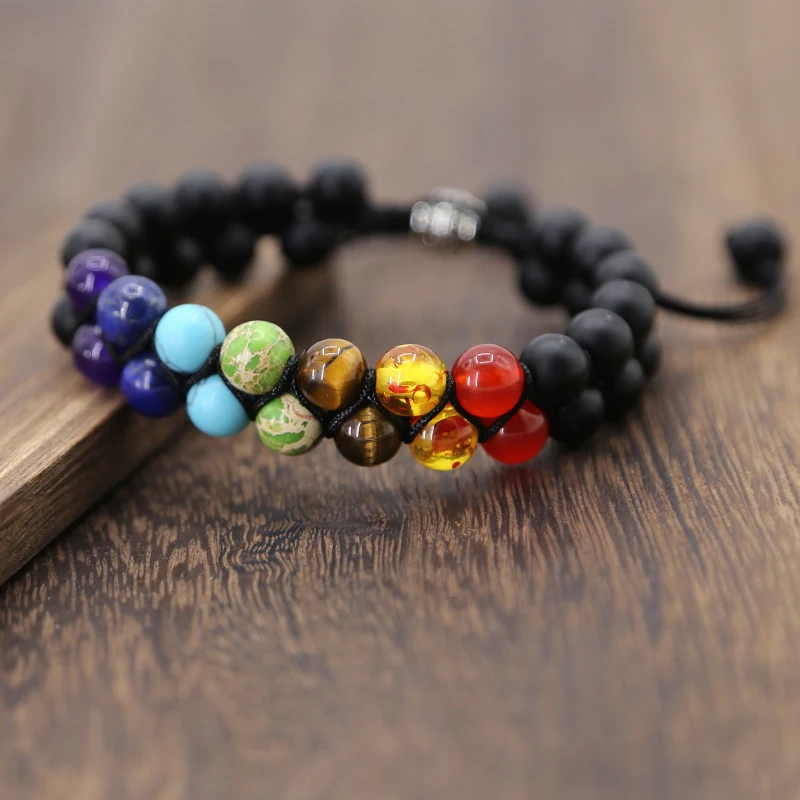 

Natural stone beads Buddahism style bracelet 6mm Natural Stone lava beads tiger eye Energy braid wrap bracelet for men and women
