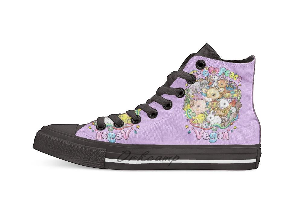 

Love Peace Vegan Casual High Top Canvas shoes sneakers For Drop shipping