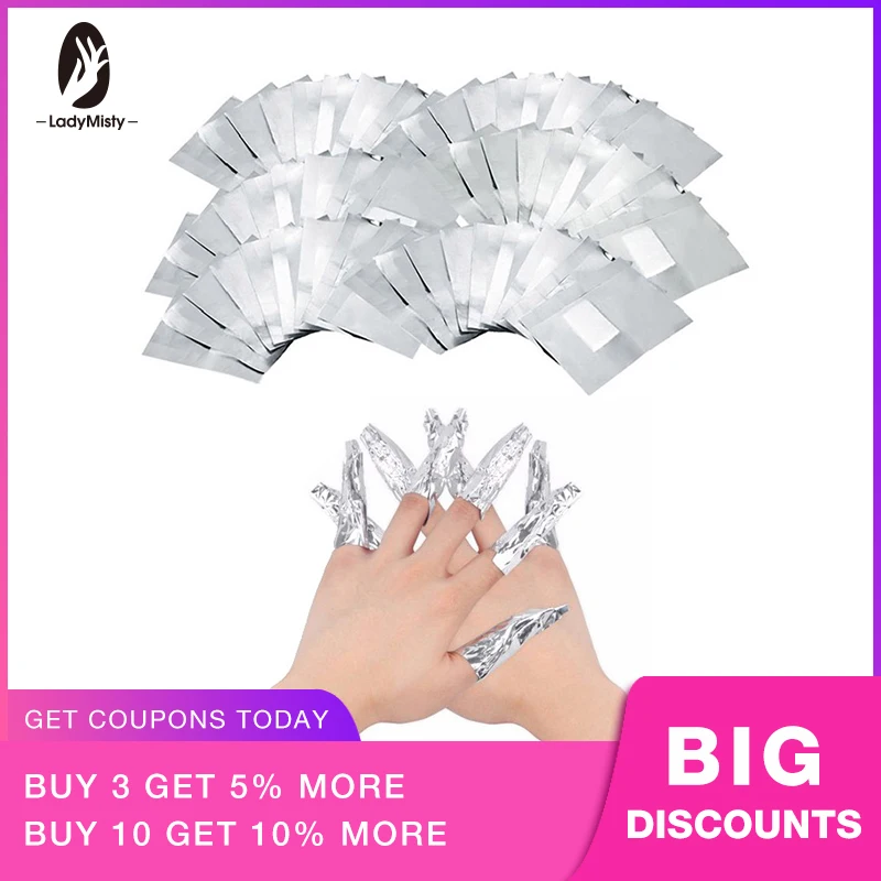 

50PCS/100Pcs Cotton Aluminium Foil Nail Polish Remover Wraps without Acetone Nail Art Soak Off Acrylic Gel Nail Gel Removal