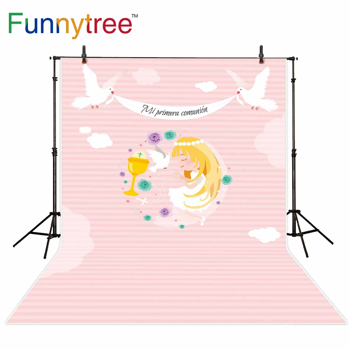 Фон для фотосъемки Funnytree розовый Фотофон украшение первого причастия детали