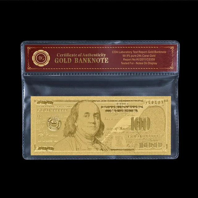 100 Dollar Gold Banknote New Bills One Hundred American 100 Dollar Gold Banknote New Bills One Hundred American Plated Paper Money With Pvc