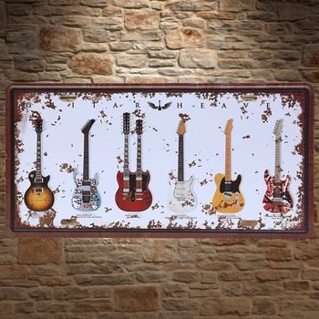 

1 pc Metal Guitar Music art Artist instrument Tin Plates Signs Brussel wall man cave Decoration Metal Art Vintage Poster
