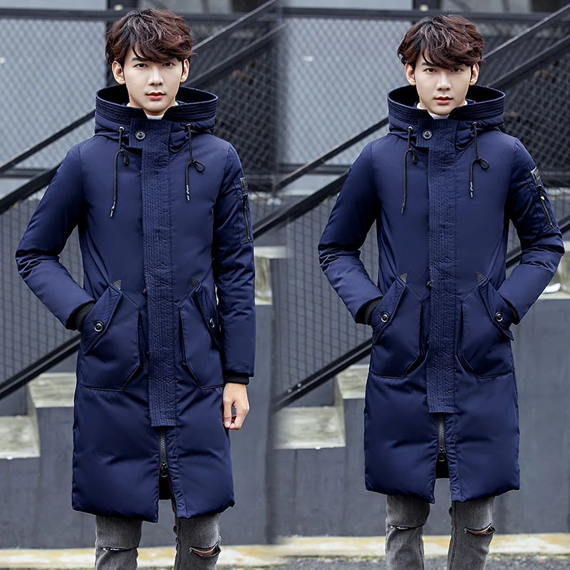 B Hooded Long Winter Duck Down Parkas Men Casual Clothing Outwear Down Jackets Male Thick Fashion Puffer Jacket plus size 3XL 