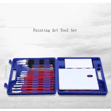 Рисование инструмент для Живописи Набор масляной живописи Акварельная вода Порошковая картина Палетка с кистью в портативном ящике для инструментов товары для рукоделия