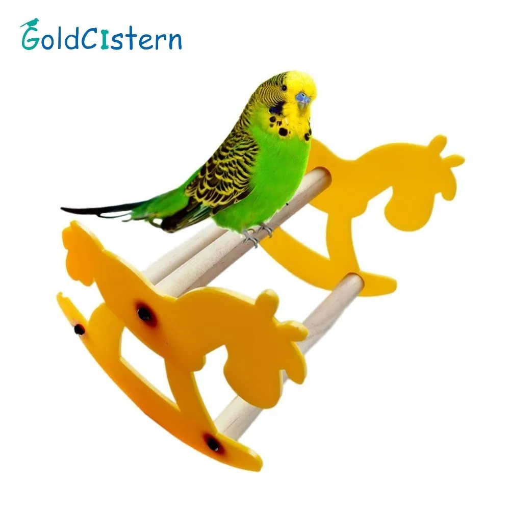 Забавный попугай жевательная игрушка для птиц Маленькая деревянная лошадка кресло-качалка Seesaw птица стенд игрушки дропшиппинг